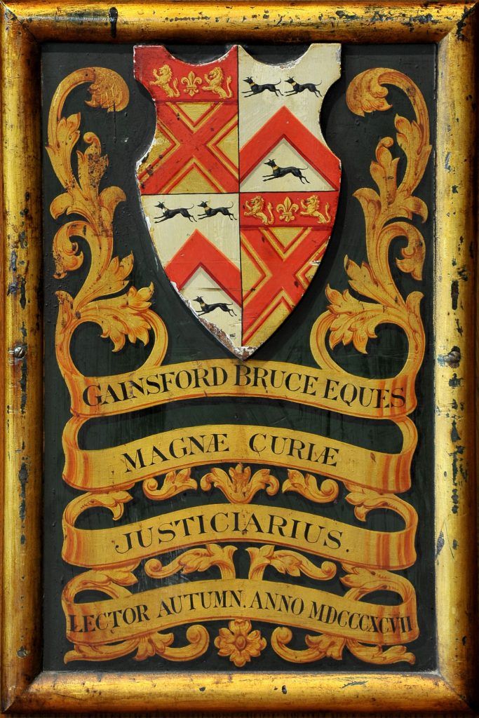 'Sir Gainsford Bruce’s Armorial Panel in Middle Temple Hall'.
Copyright Middle Temple