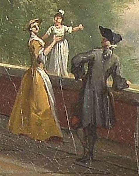 'A family in the Inn, detail from ‘The Fountain in the Temple’ by Joseph Nickolls'