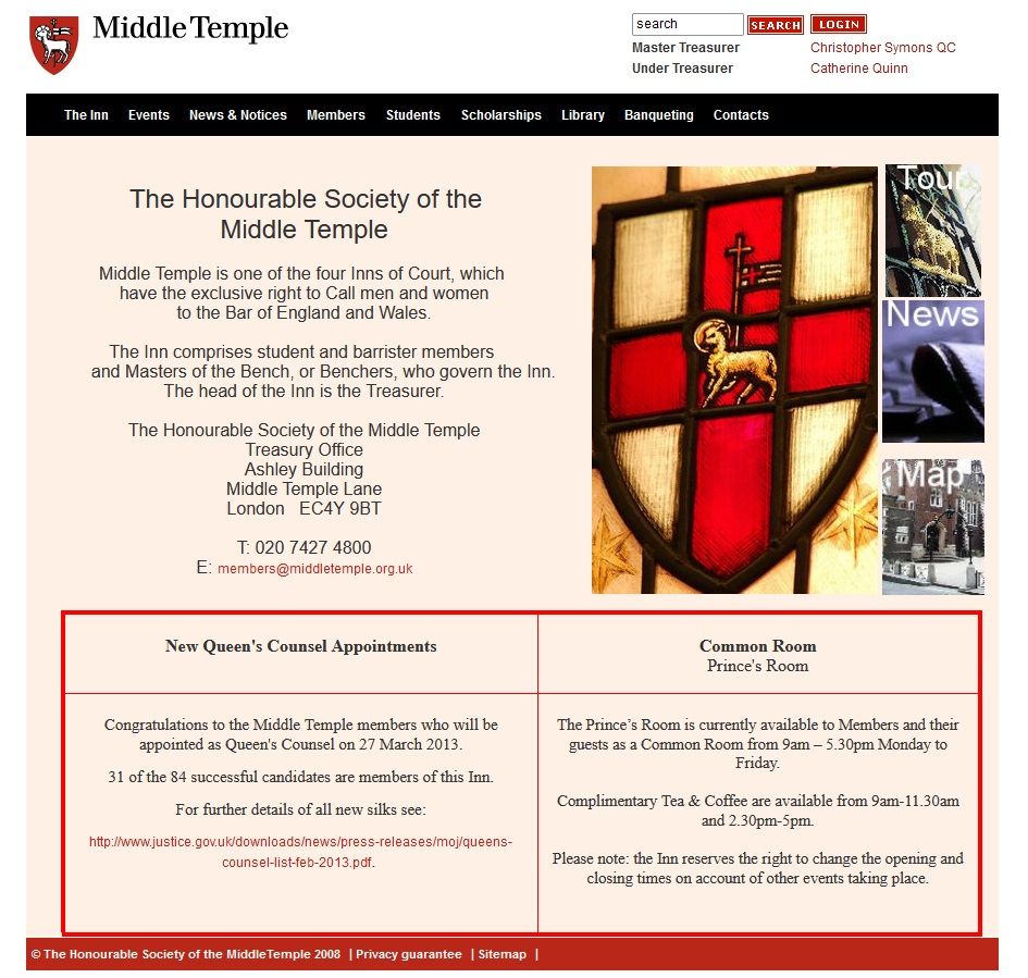 'Middle Temple Website, 2013'
